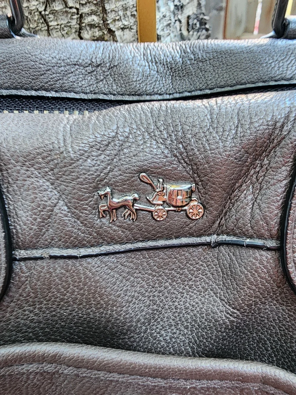 Coach Rhyder Satchel Crossbody Bag Metallic Gunmetal Bronze Leather